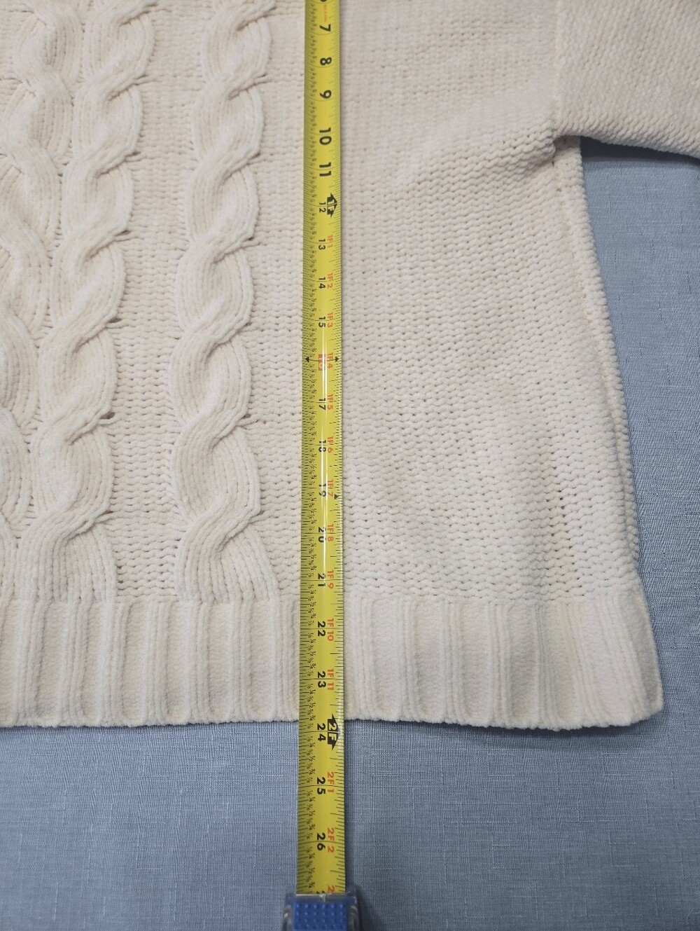 American Eagle Cream Chenille Cable Knit Sweater | XL/TG | Cozy Oversized Fall - Picture 8 of 9